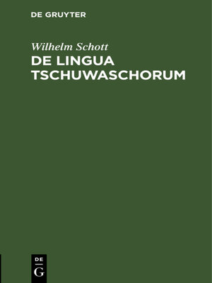 cover image of De lingua Tschuwaschorum